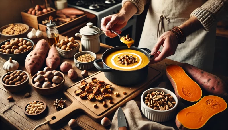 さつまいものスープに食感を加える方法_画像_画像